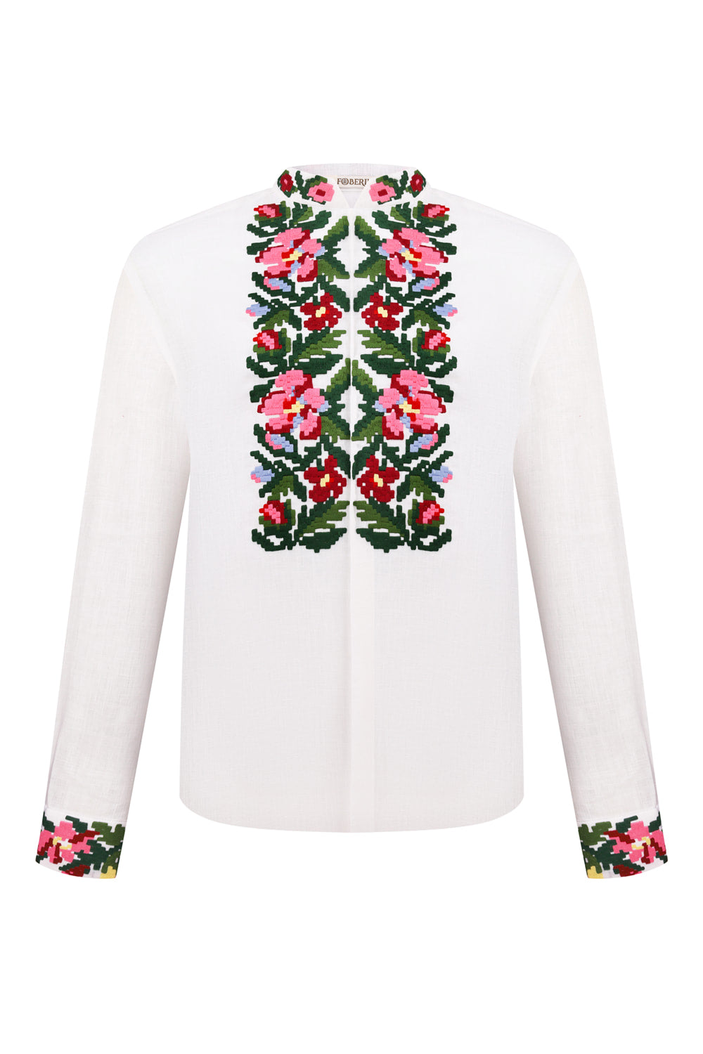 Foberini men's linen shirt with Bloom of Bukovyna floral embroidery