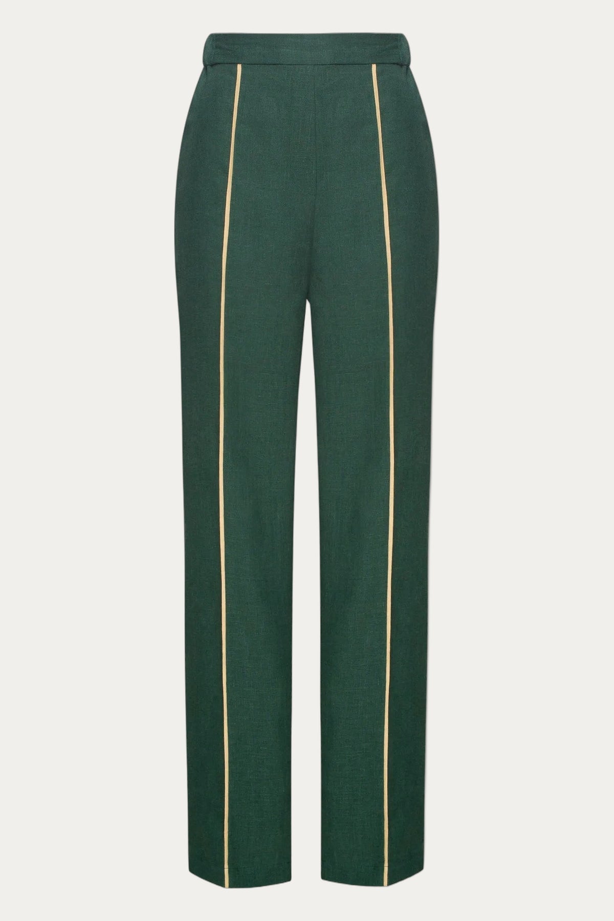 Mira High-Waist Linen Trousers — Bottle Green by Foberini