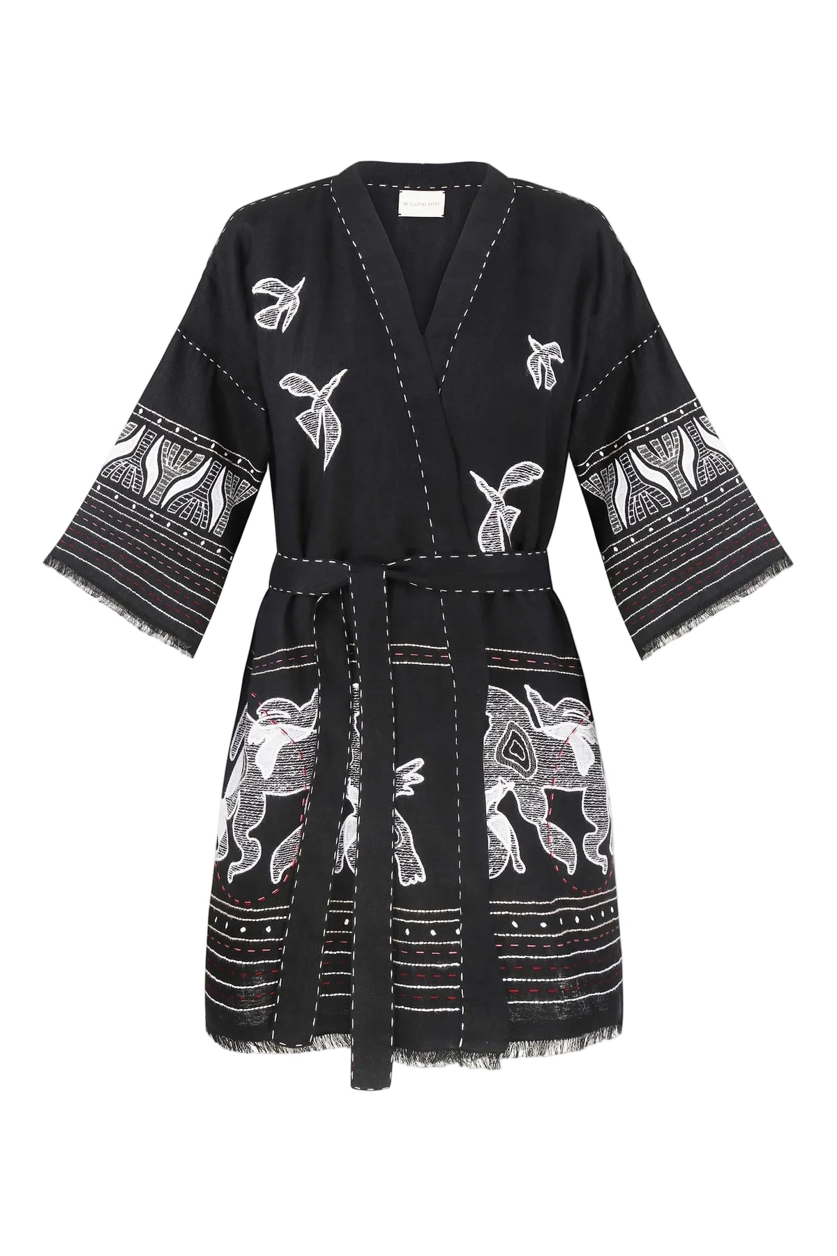 My Sleeping Gypsy, Embroidered dress, white, linen, hand-embroidered