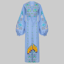 Foberini, Embroidered dress, blue, hand-embroidered