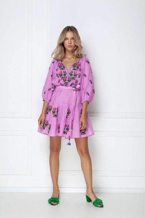 Rochie Cu Broderie Stilizata Omelia Chic Lila