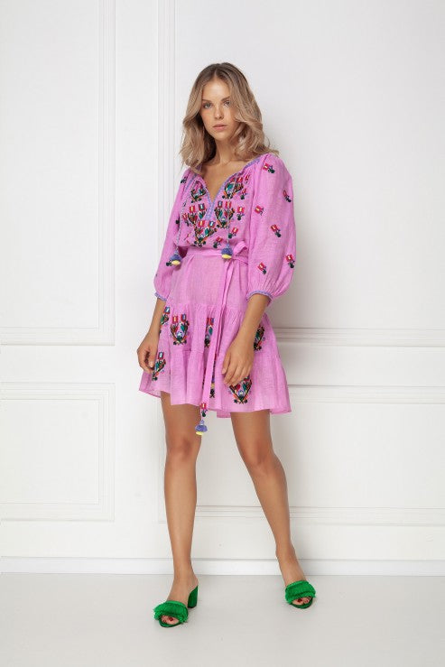 Rochie Cu Broderie Stilizata Omelia Chic Lila