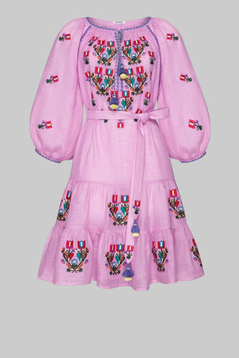 Rochie Cu Broderie Stilizata Omelia Chic Lila