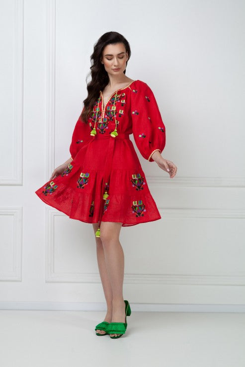 Rochie Cu Broderie Stilizata Omelia Chic Rosie