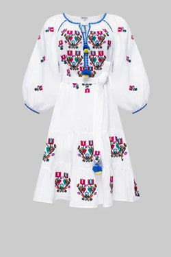 Foberini, Embroidered dress, floral motif, hand-embroidered
