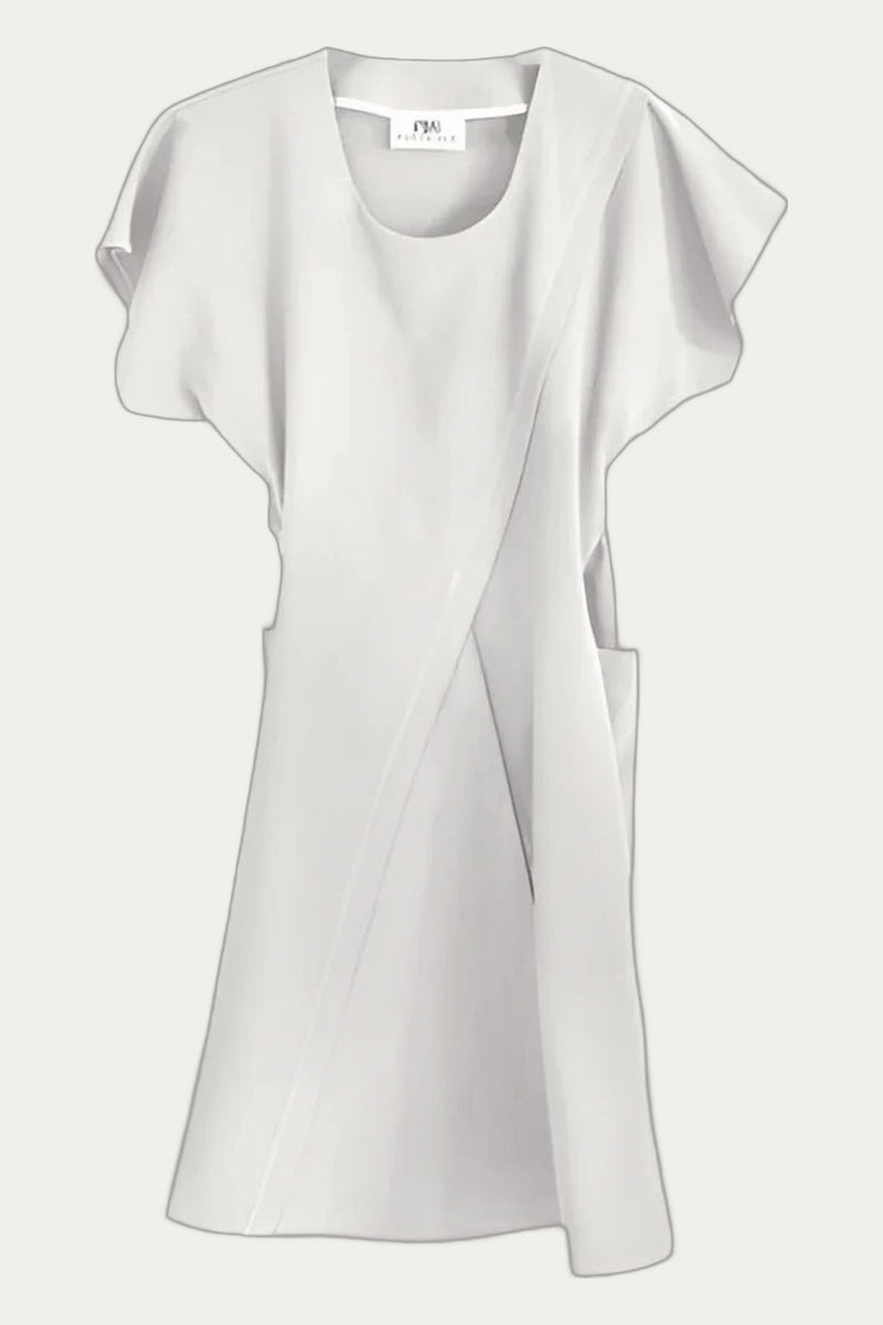 PoeticAlb Sunday Morning Wrap Dress – White Organic Cotton Midi, Adjustable Waist & Cuff Ties, Made in Romania by PoeticAlb