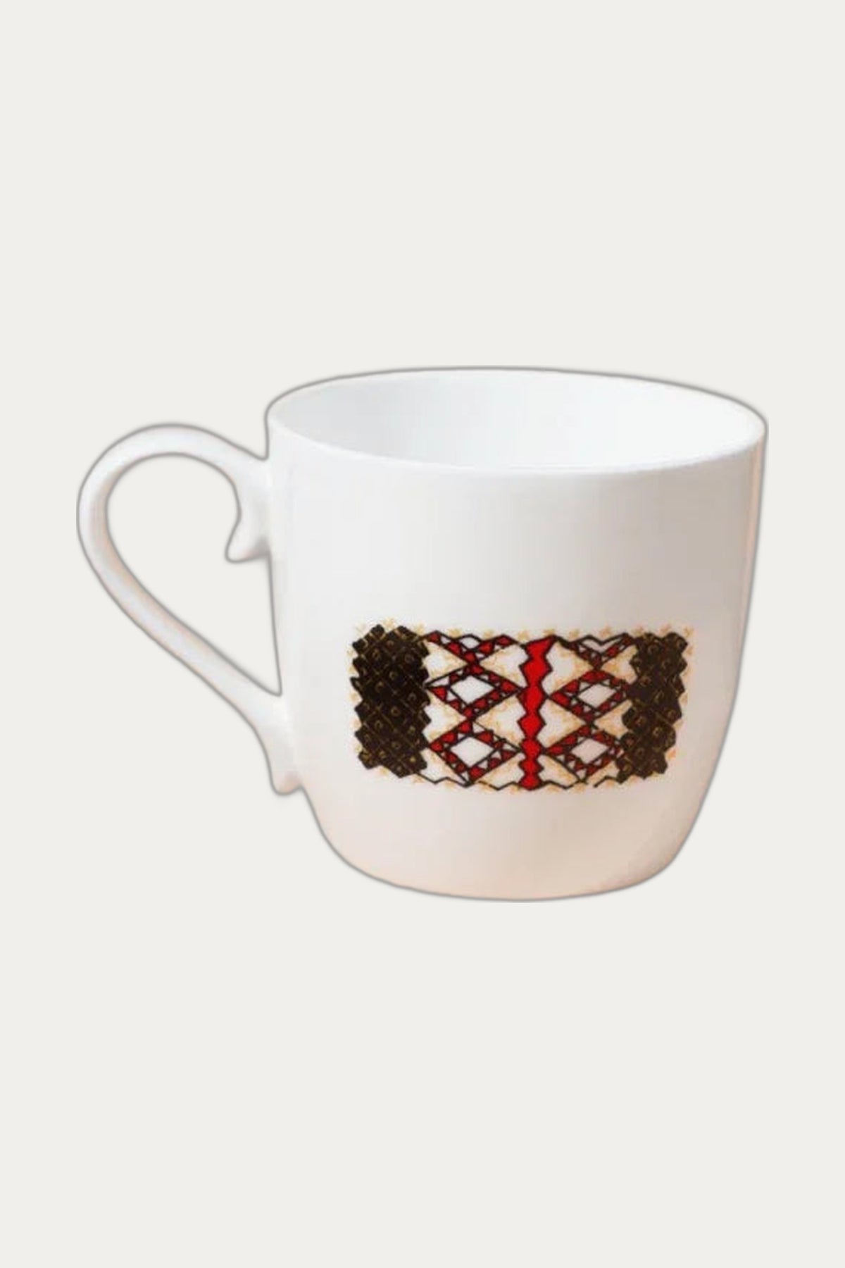 Porphyras Hand-Painted Porcelain Mug – Bone China, Folk Art Pattern, Gold Accents, 425 ml by Porphyras