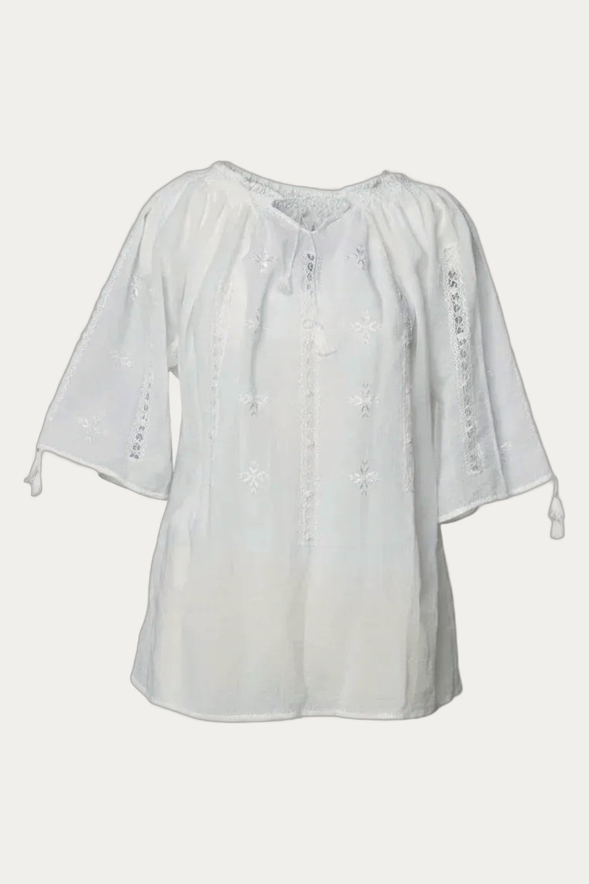Romanian Blouse – Hand-Embroidered Silk Detailing on Fine Cotton by Breaza Handicraft Cooperative