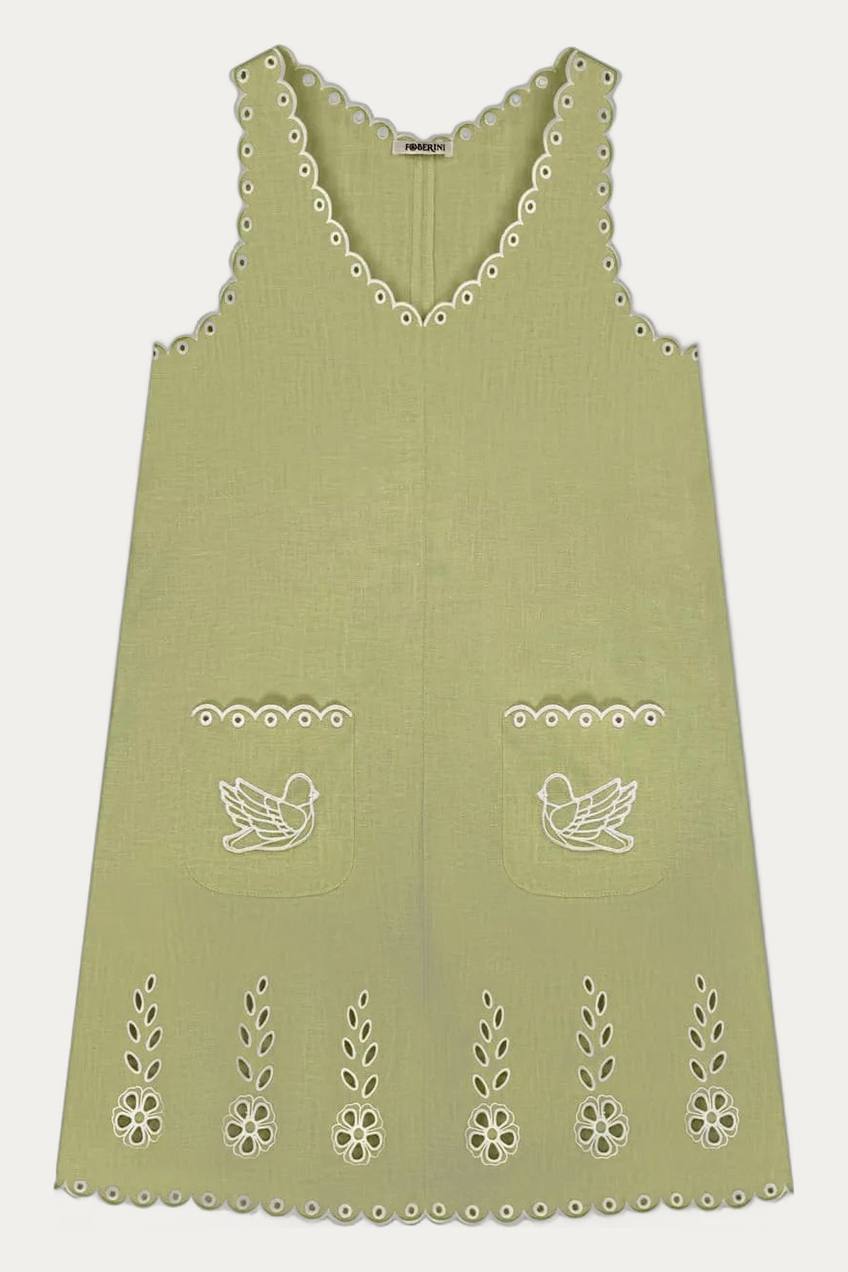 Ruzha green linen mini dress by Foberini