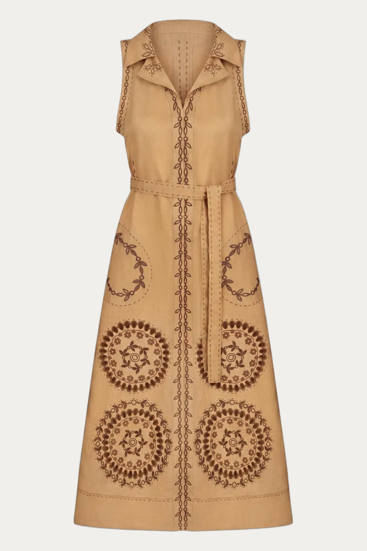 Sarah Embroidered Mustard Linen Maxi Dress by My Sleeping Gypsy