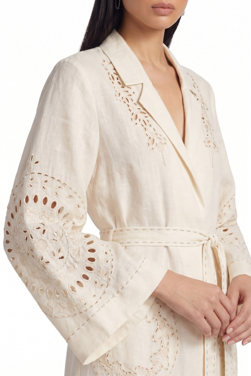 Ivory eyelet cutwork maxi dress, detail, My Sleeping Gypsy