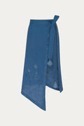 Spring Mirage Wrap Embroidered Midi Linen Skirt by ANNABO