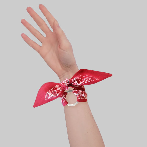 Bratara matase naturala Stelute Rosii cu Chenar