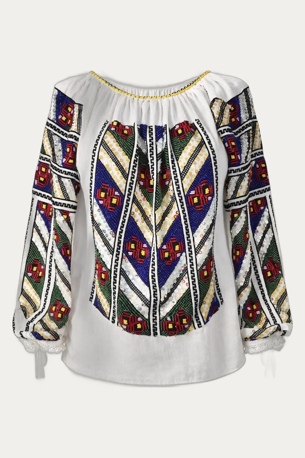 The Beaded Romanian Blouse - Bugle Beads & Sequins by Artizanat Mehedinți