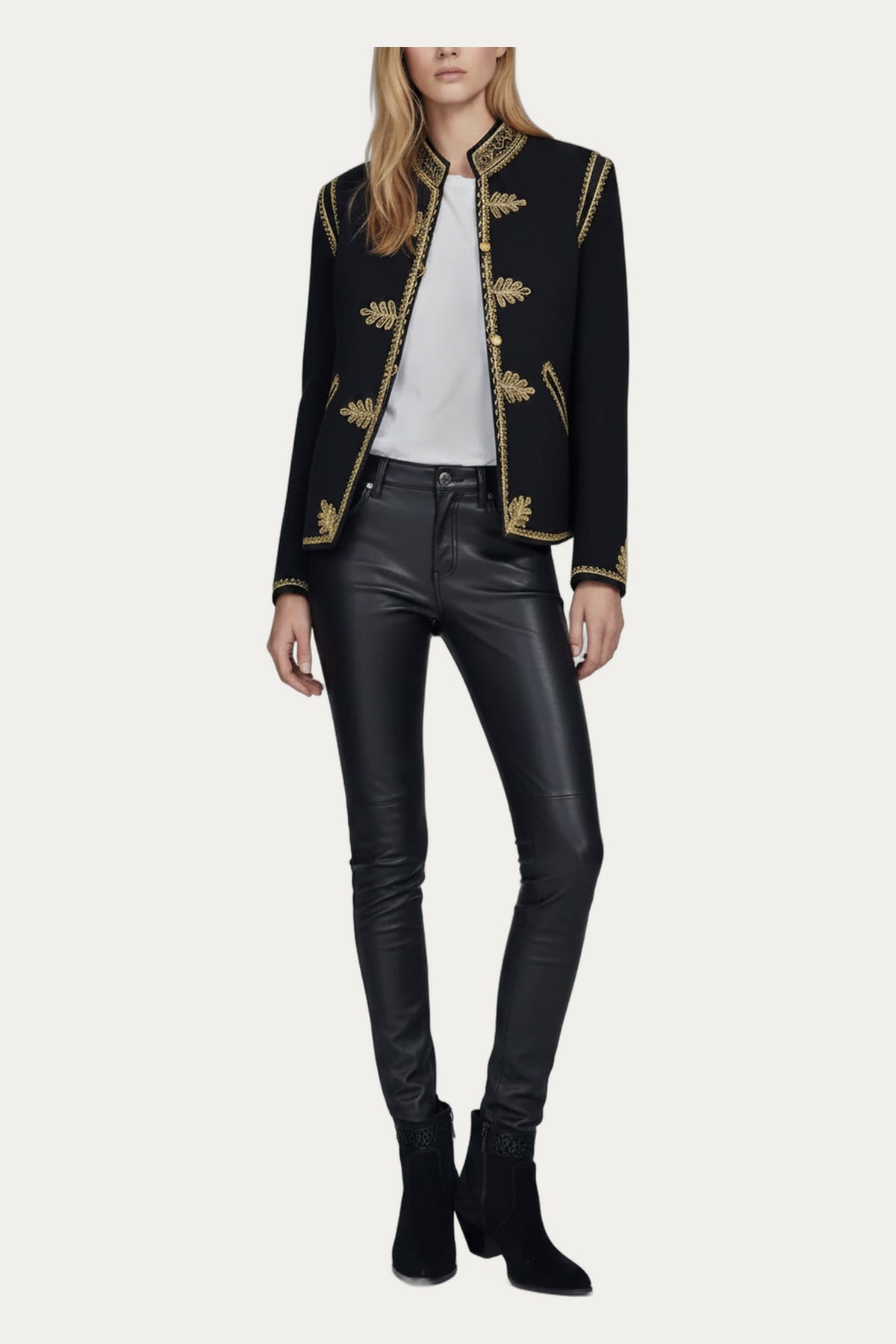 The Heritage Officer Jacket Woman– Black Wool & Gold Embroidery by ciuncanu gheorghe