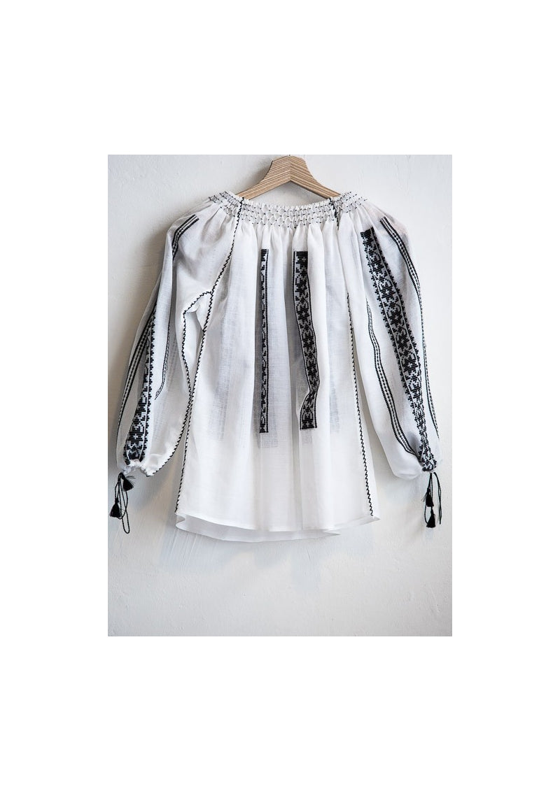 The Handwoven Romanian Blouse in Black Embroidery