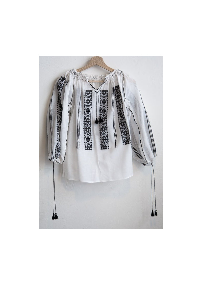 The Handwoven Romanian Blouse in Black Embroidery