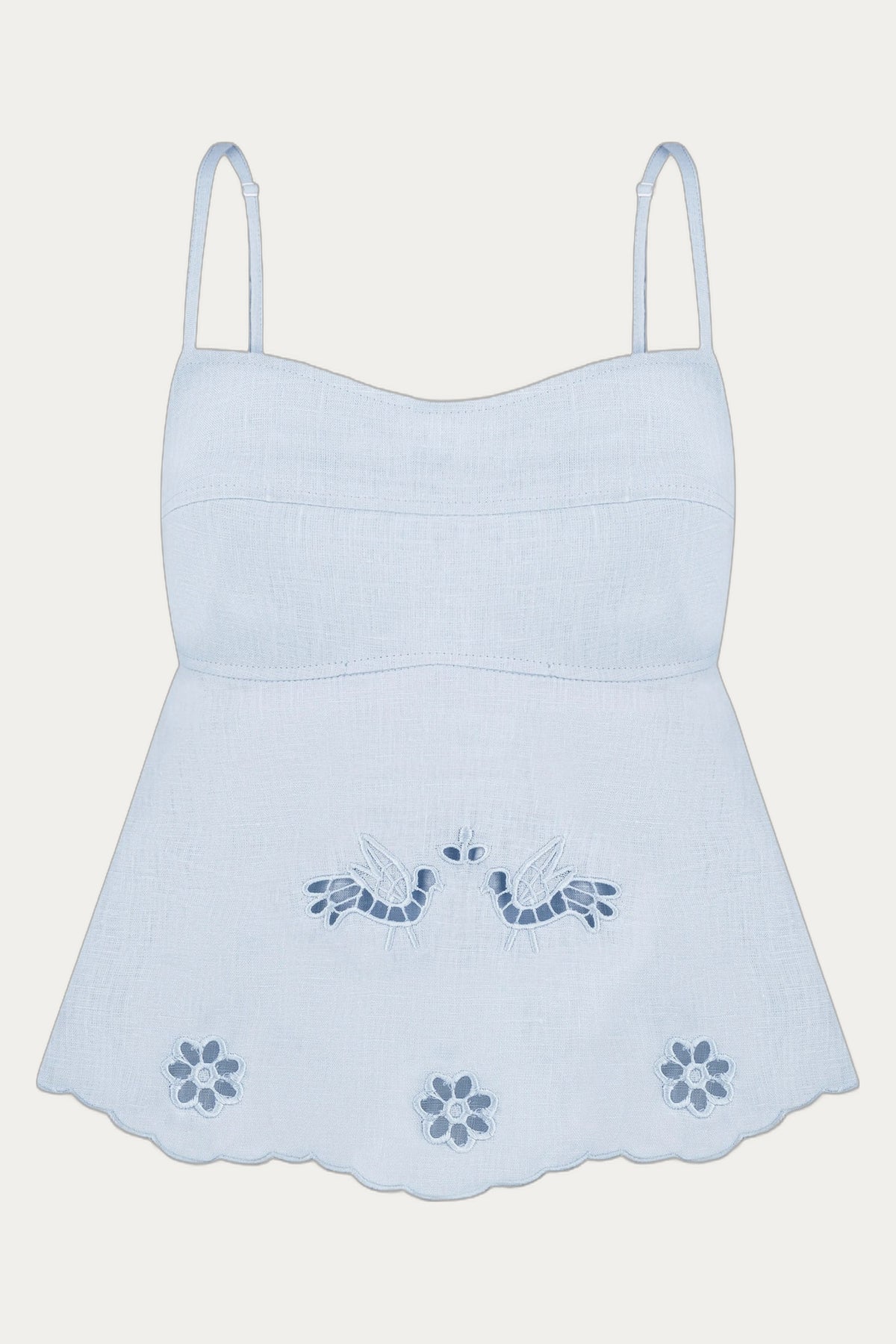 Tree Of Life Embroidered Blue Cutowork Top by Foberini