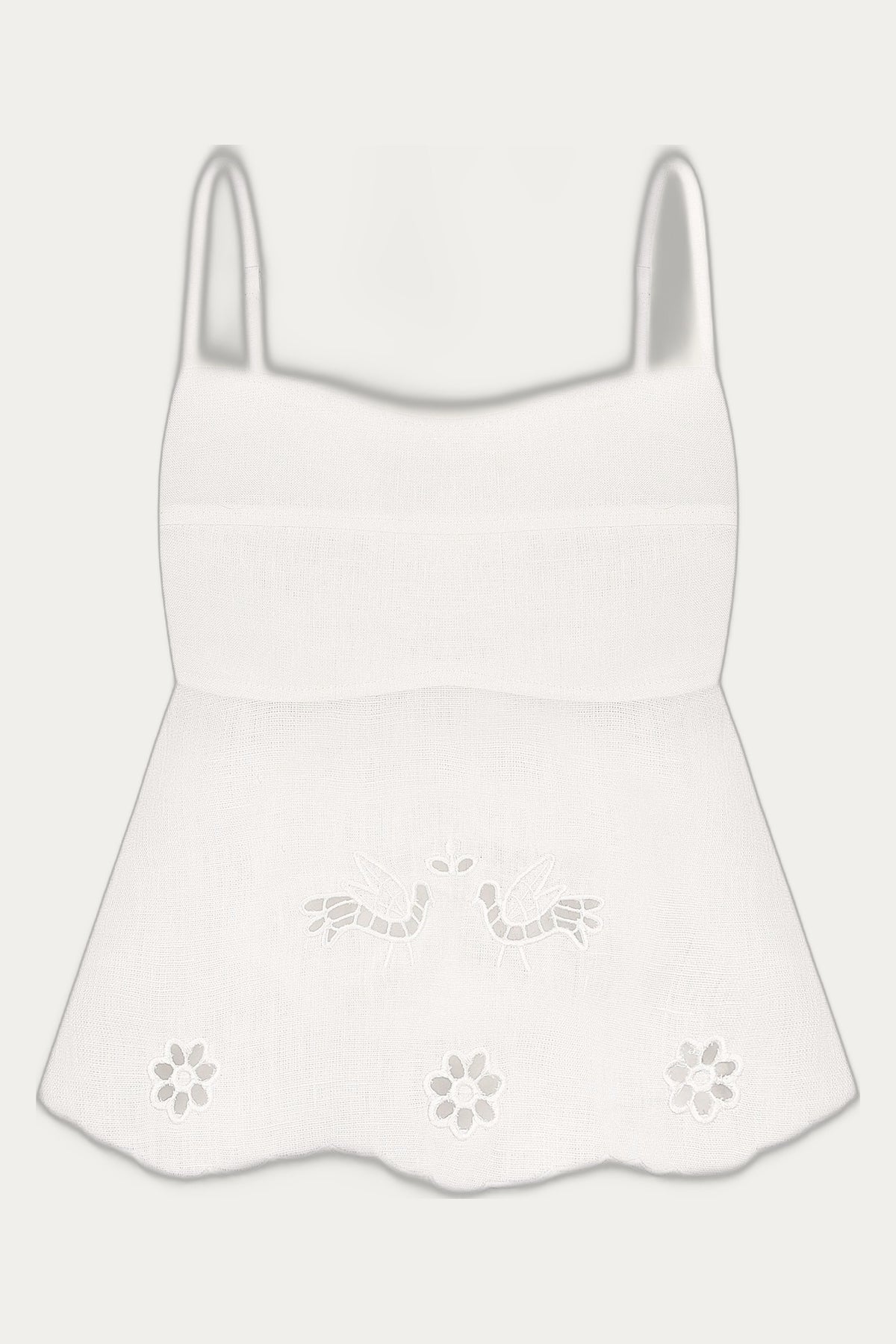 Tree Of Life Embroidered White Cutowork Top by Foberini