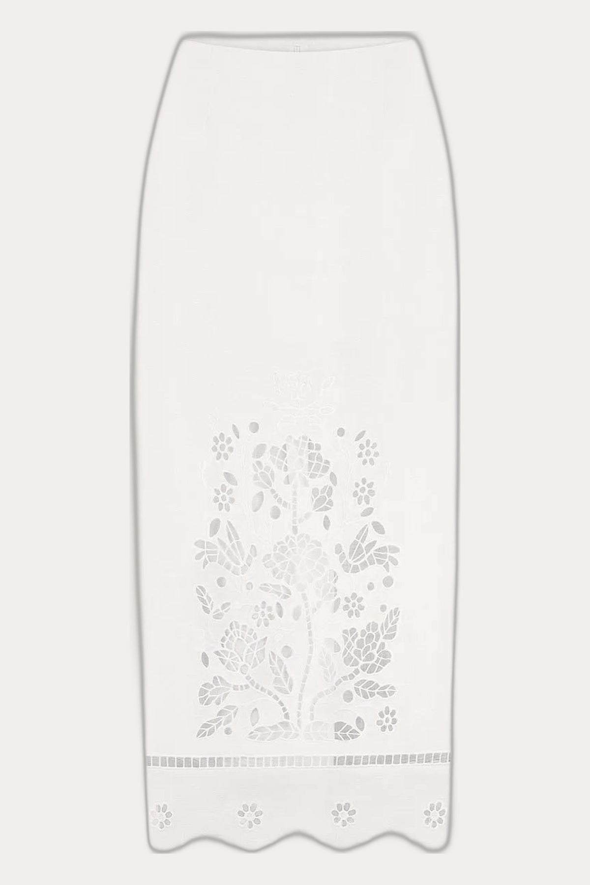 "Tree of life" white cutwork skirt by Foberini