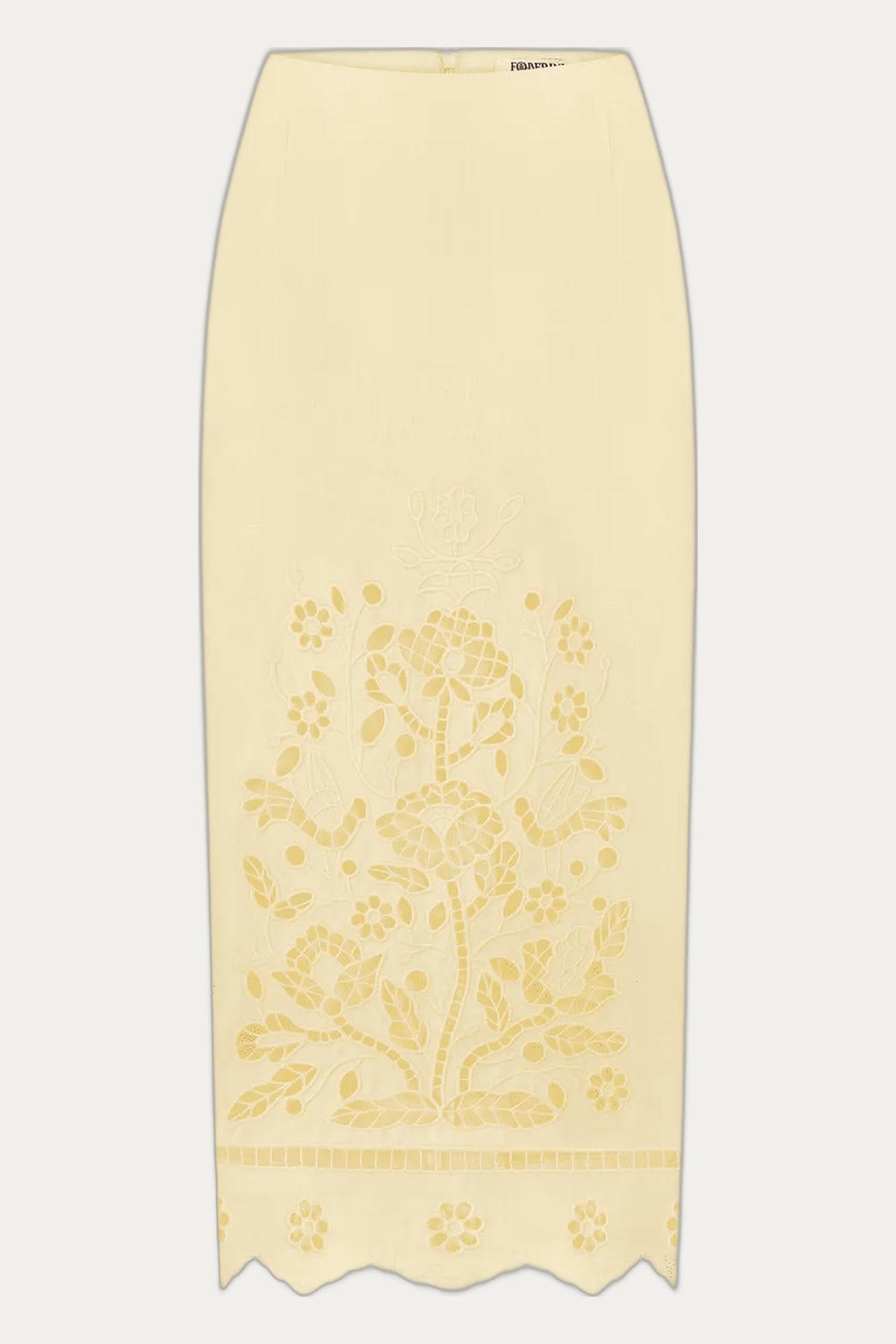 "Tree of life" yellow cutwork skirt by Foberini
