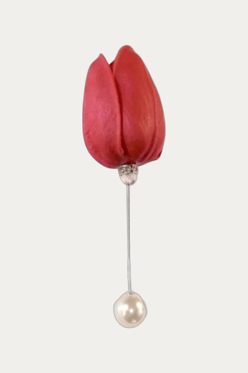 Tulip Lapel Pin Red by Katerini Mou