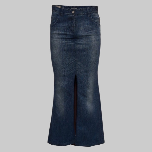 Fustã maxi denim up-cycled