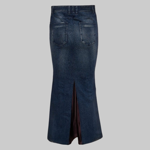 Fustã maxi denim up-cycled