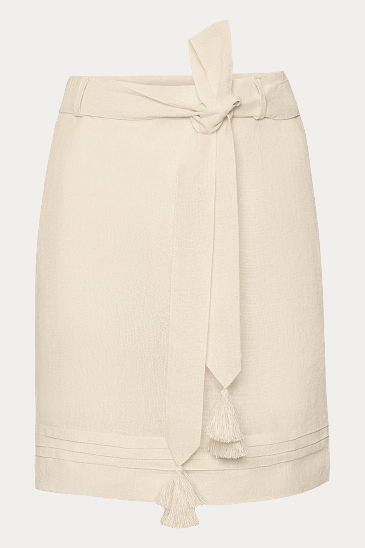 Versailles Echo Ivory Linen Mini Skirt by ANNABO