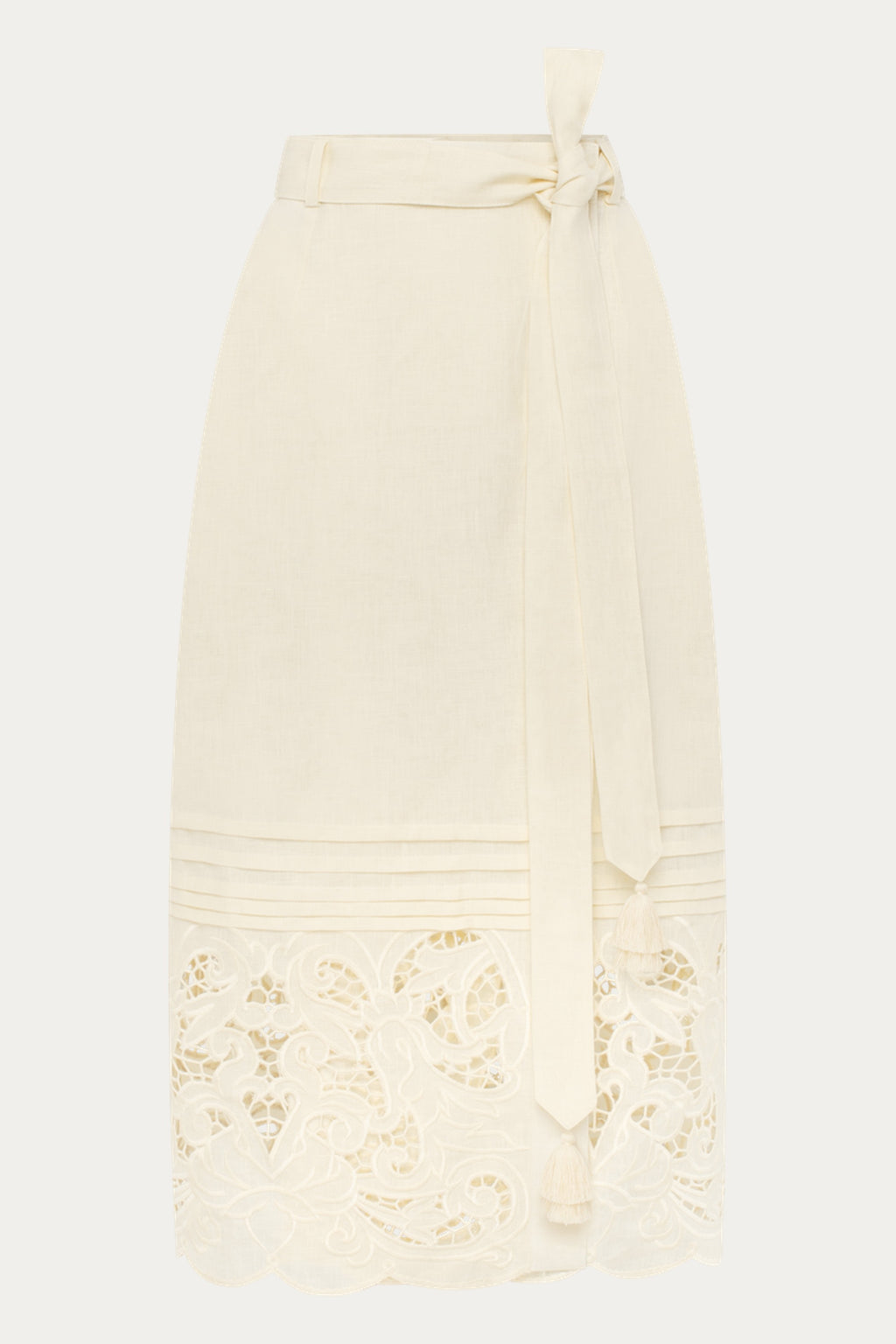 Versailles Echo Richelieu Embroidered Midi Skirt by ANNABO