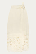 Versailles Echo Richelieu Embroidered Midi Skirt by ANNABO