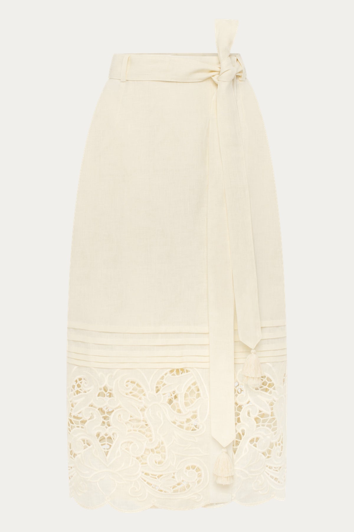 Versailles Echo Richelieu Embroidered Midi Skirt by ANNABO