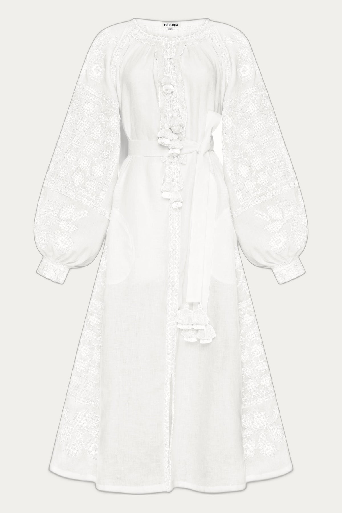 White Chick Embroidered Midi Dress by Foberini