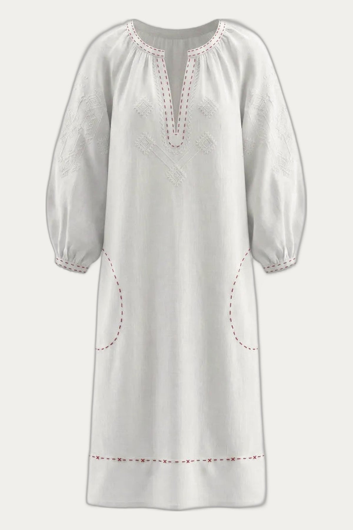 White embroidered linen tunic style dress Ozima My Sleeping Gypsy by My Sleeping Gypsy