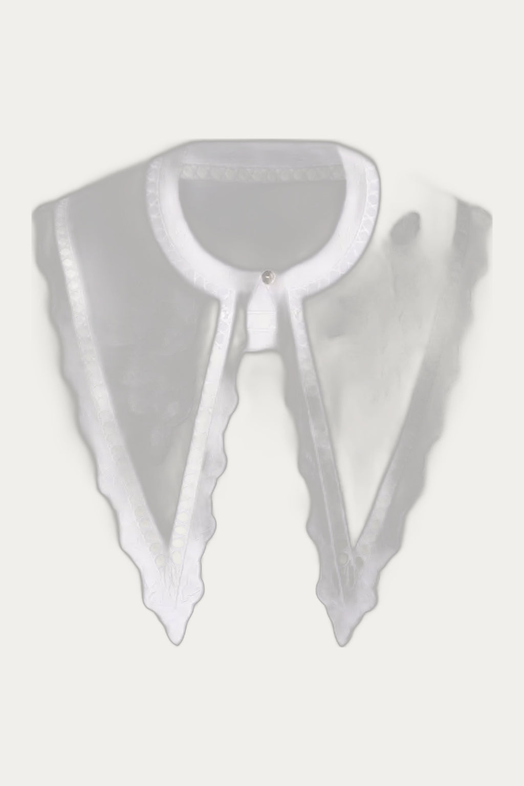 White Folk Bird Embroidered Cutwork Collar by Foberini