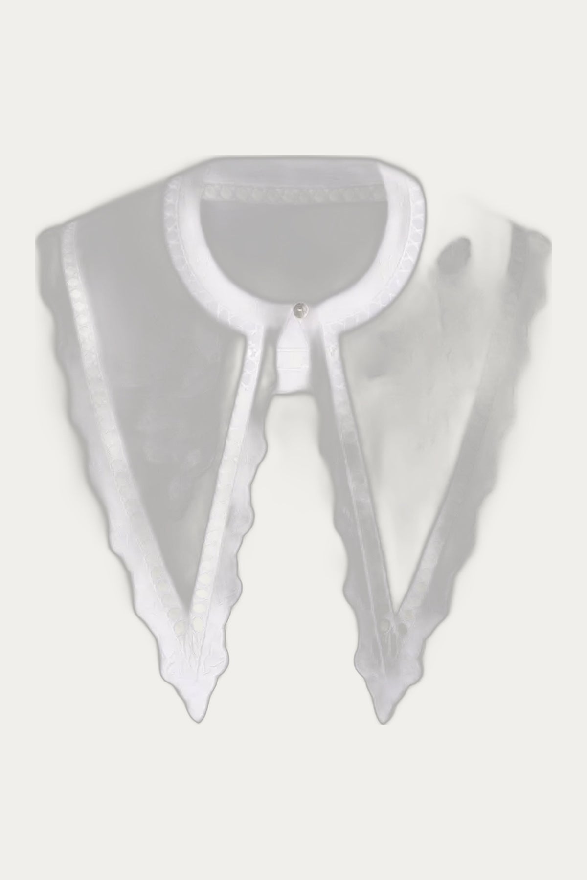 White Folk Bird Embroidered Cutwork Collar by Foberini