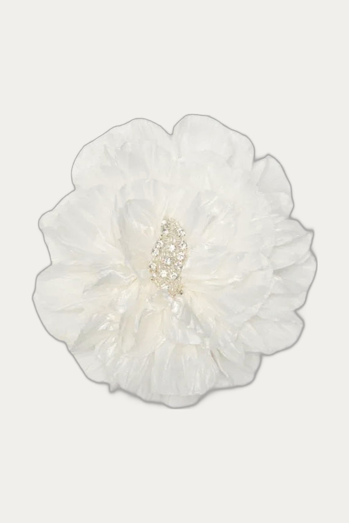 White Volumetric Satin & Glass Bead Brooch Paris Katerini Mou by Katerini Mou