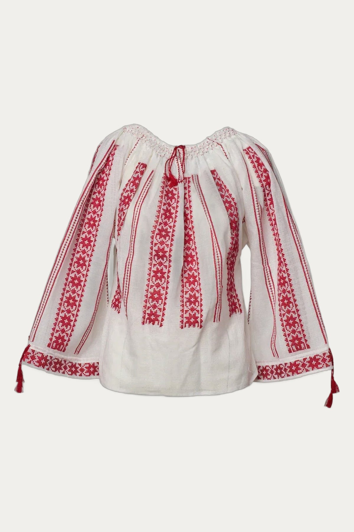 Woven Romanian Blouse in Red by Romanian Handloom Craftsmanship