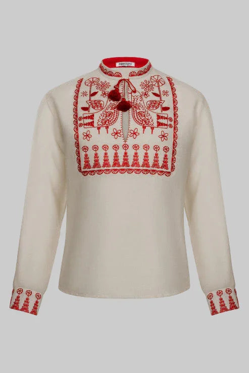 Foberini, Traditional embroidered men shirt, hand-embroidered