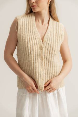 The hand-knitted wool vest