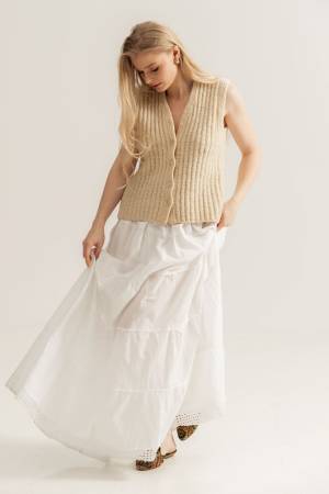 The hand-knitted wool vest