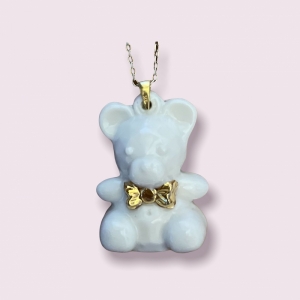 22k ceramic and gold painted bear necklace 