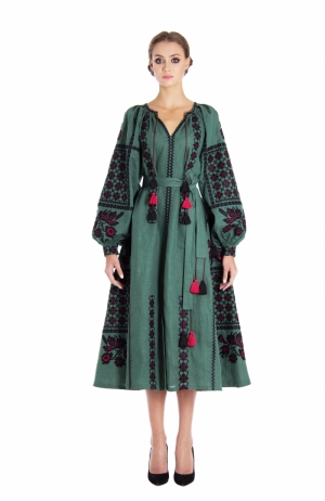 Embroidered dress “Green chic”