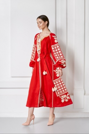 Foberini Gold Red Midi Dress - Pre-Order