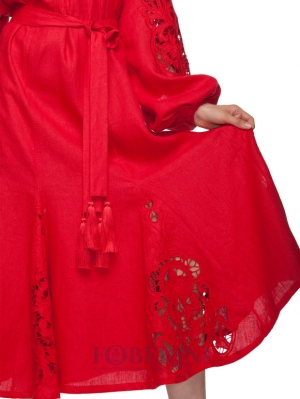 Cutwork embroidery Red Dress “Mariyana”
