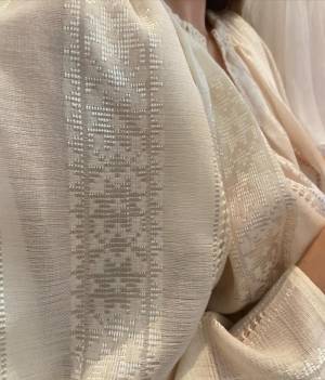 Handwoven Traditional Romanian Blouse  Ivory