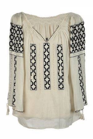 Long-Sleeved Traditional Romanian Blouse with Openwork Lace and Black Silk Geometric Embroidery Handmade by Artisans