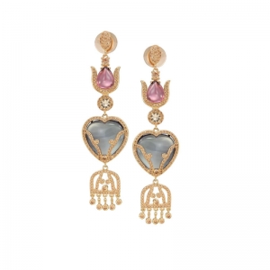 Pure Love Silver in Gold Bath Earrings with Zirconium Stones