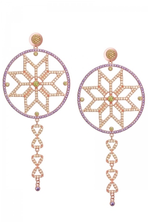 Silver earrings plated with rose gold The Fortune Star Claudia Florentina
