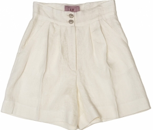 Under Flirty Linen Shorts In white